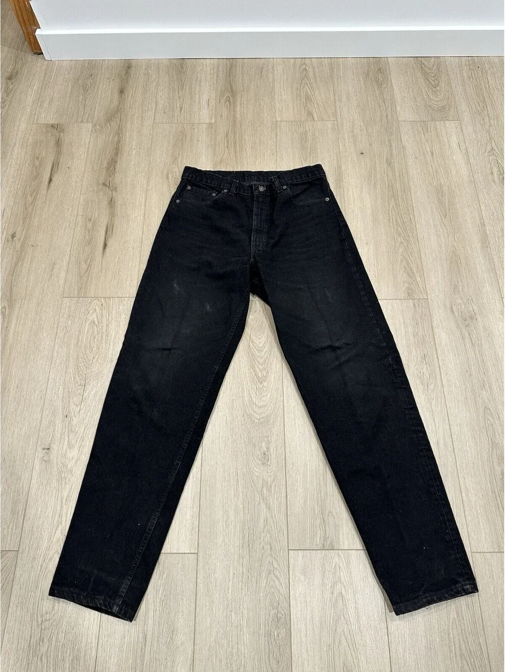 Vintage Levis 550 Jeans Mens 34x34 Black Denim Cotton Straight Relaxed Made USA